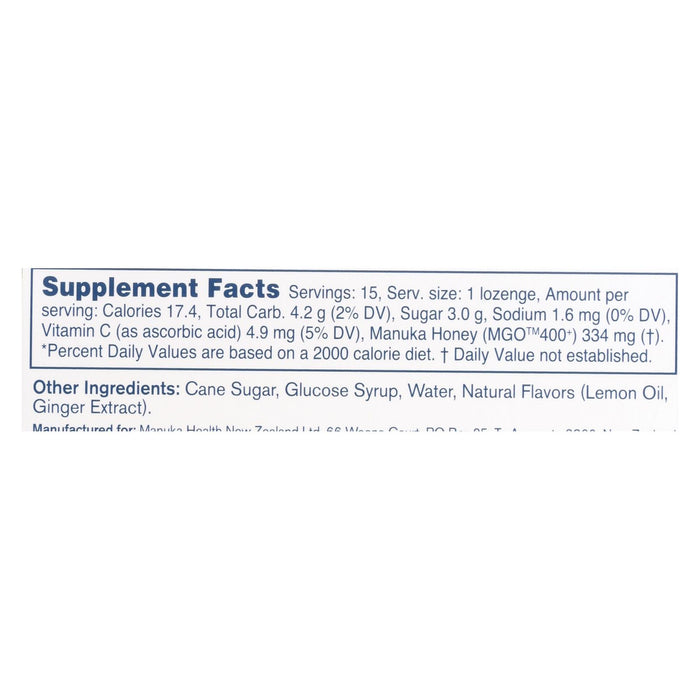 Manuka Health - Loz Honey Mgo 400+lem Ginger - 1 Each 1-15 Ct