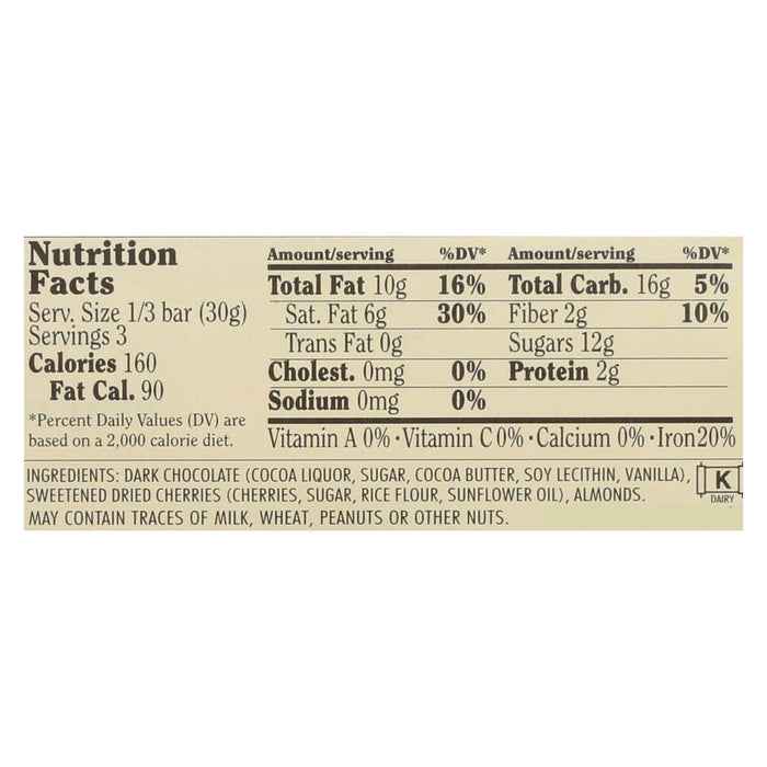 Chocolove Xoxox - Premium Chocolate Bar - Dark Chocolate - Cherries And Almonds - 3.2 Oz Bars - Case Of 12