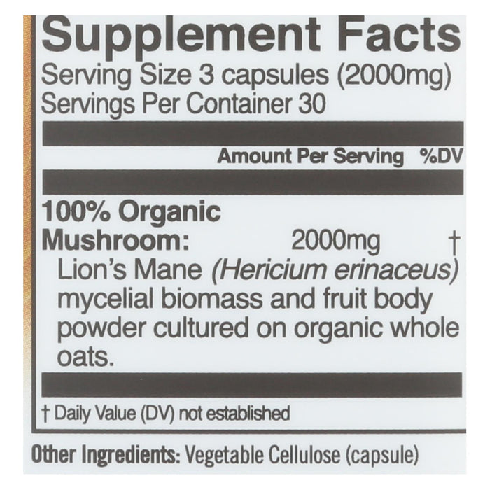 Organic Mushroom Nutrition - Mush Sprfd Lion's Mane Cap - 1 Each - 90 Ct
